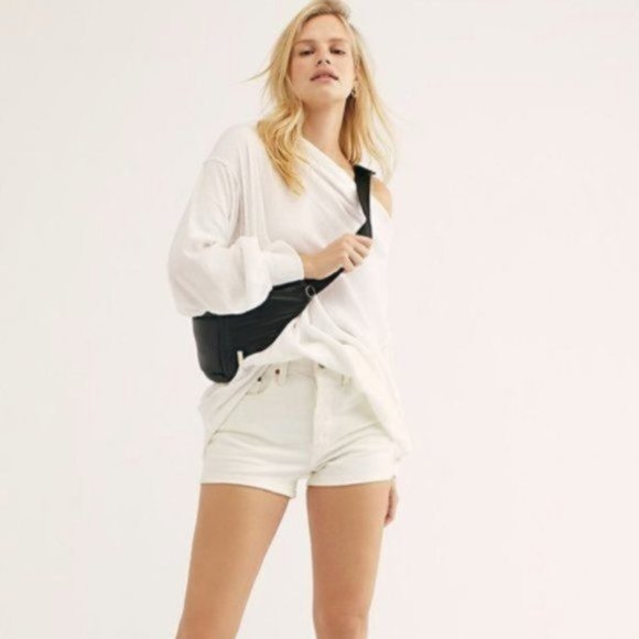 Free People White Main Squeeze Hacci Shirt S/M NWT - Picture 6 of 9